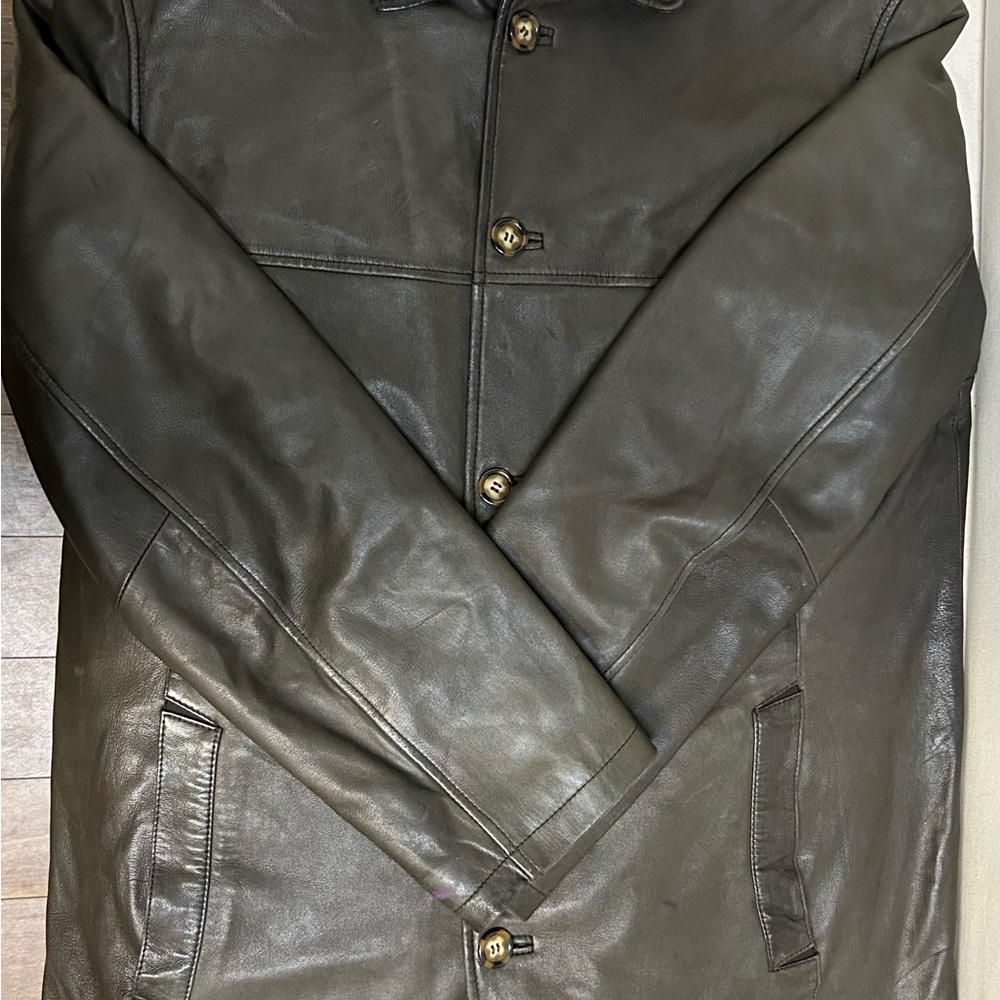Danier Dark Brown Leather Trench Coat